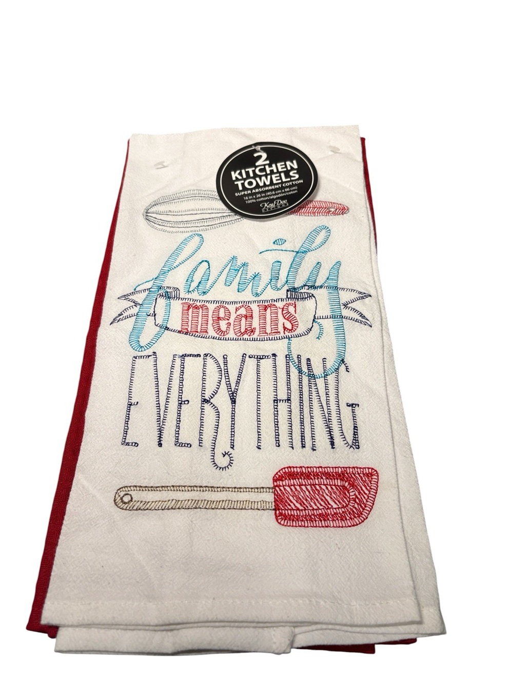 Kay Dee Designs Family Means Everything Embroidered Kitchen Towel Set 2 NWT
